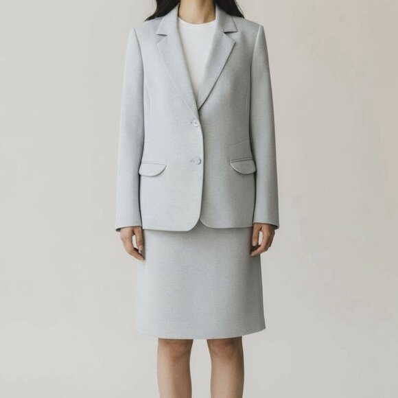 Liz Claiborne Suit 16 Jacket Skirt 2 pc Set Blue Tint Jacquard NEW READ - Picture 1 of 12